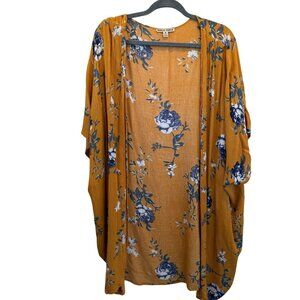 Moral Fiber Women's Fall Floral Kimono Wrap Cardigan Size M Boho Beachy